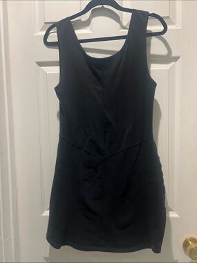 M Collection Black Sleeveless Mini Dress with Subtle Waist Seam